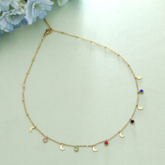 Multi Color Stainless Steel Anti Tarnish Necklace With Stylish Contemporary Fashion Design - Multi