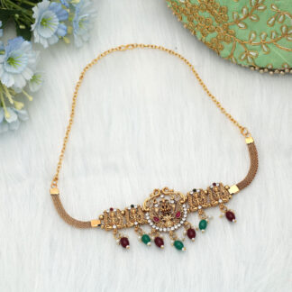 Beautiful Maroon & Green Color Choker Temple Necklace For Women Traditional Jewelry Collection - Maroon & Green