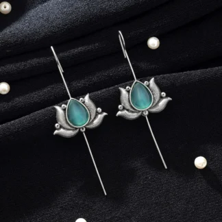 Pista Green Color Oxidised Ear Cuff Elegant Ethnic Statement Jewelry